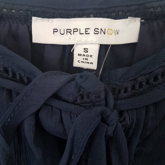 Purple Snow Navy Blue Cold Shoulder Dress - Size S - Picture 7 of 10